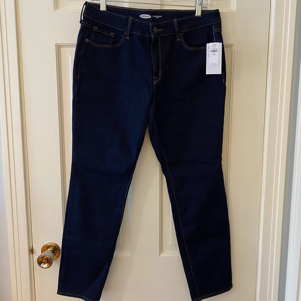 Old Navy 10 Petite Pop Icon Skinny Mid-Rise Jeans Dark-Wash NWT